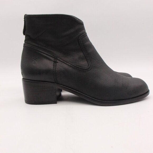 Frye Leather Claire Boots Women's Size 8 M Block Heel Black Short Ankle Bootie - Picture 1 of 11
